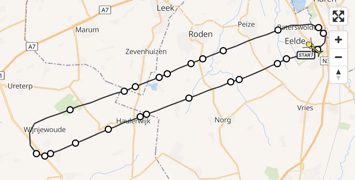 Routekaart van de vlucht: Lifeliner 4 naar Groningen Airport Eelde