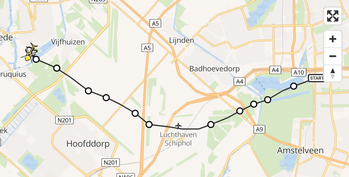 Routekaart van de vlucht: Lifeliner 1 naar Haarlem