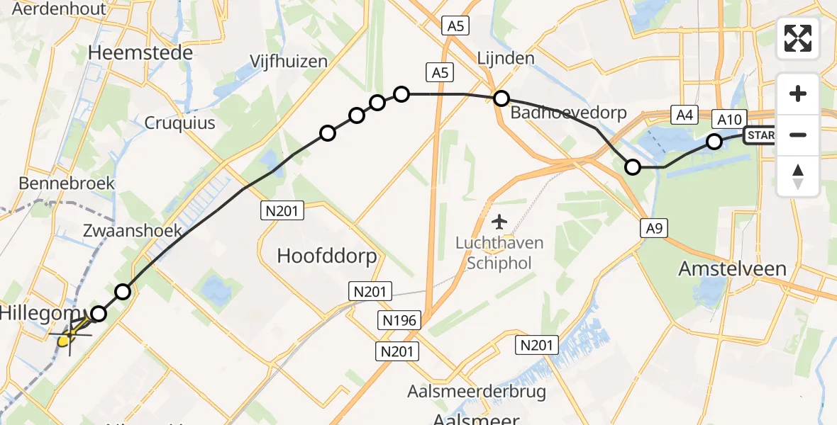 Routekaart van de vlucht: Lifeliner 1 naar Beinsdorp