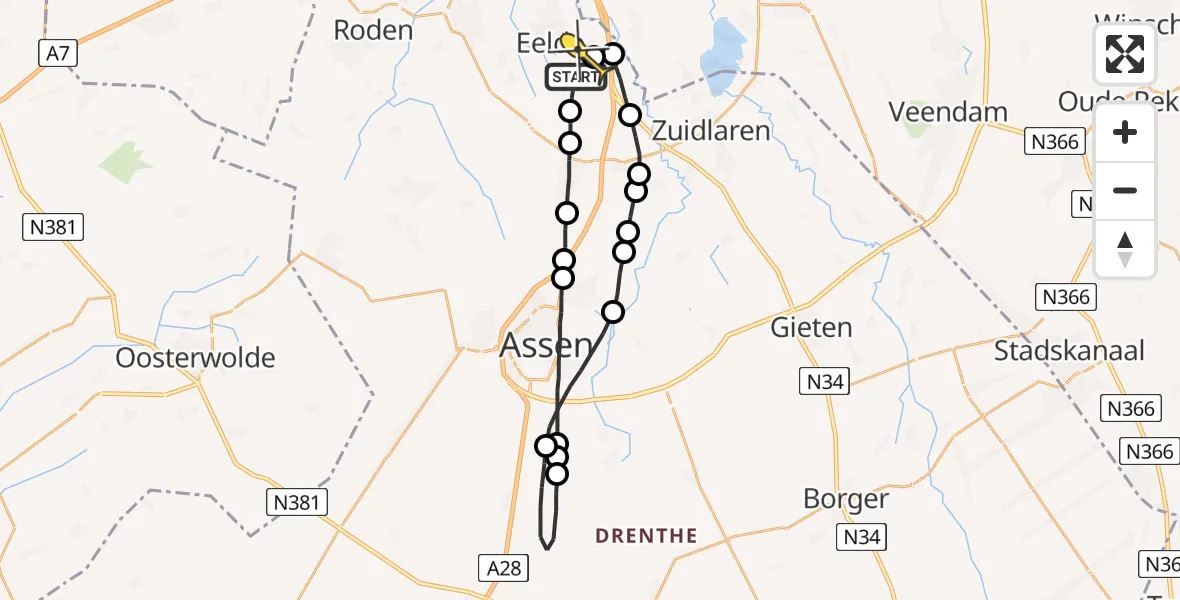 Routekaart van de vlucht: Lifeliner 4 naar Groningen Airport Eelde