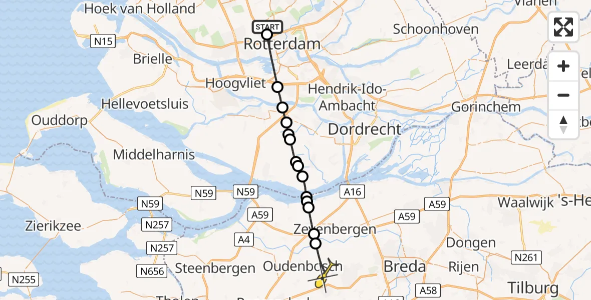 Routekaart van de vlucht: Lifeliner 2 naar Hoeven