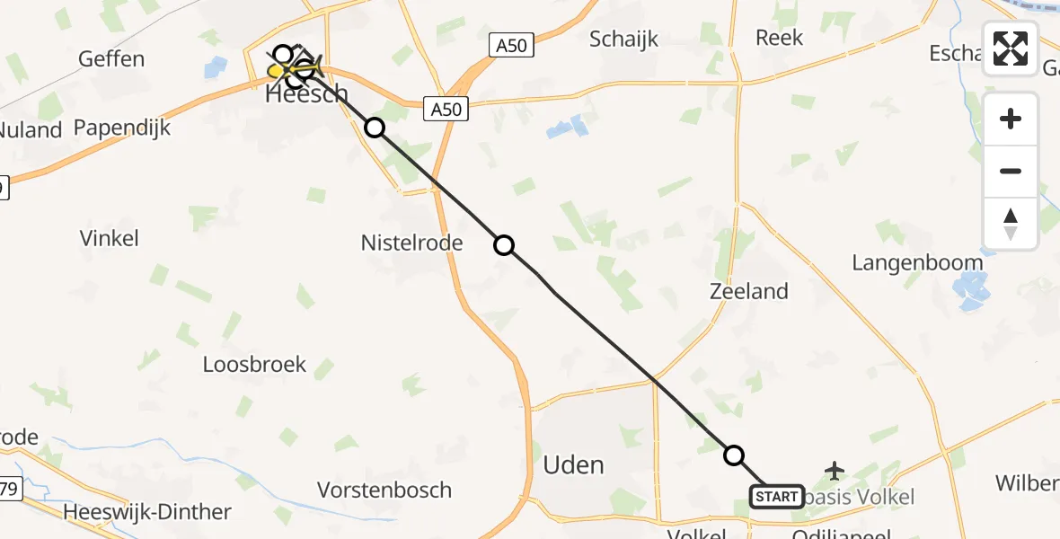 Routekaart van de vlucht: Lifeliner 3 naar Oss