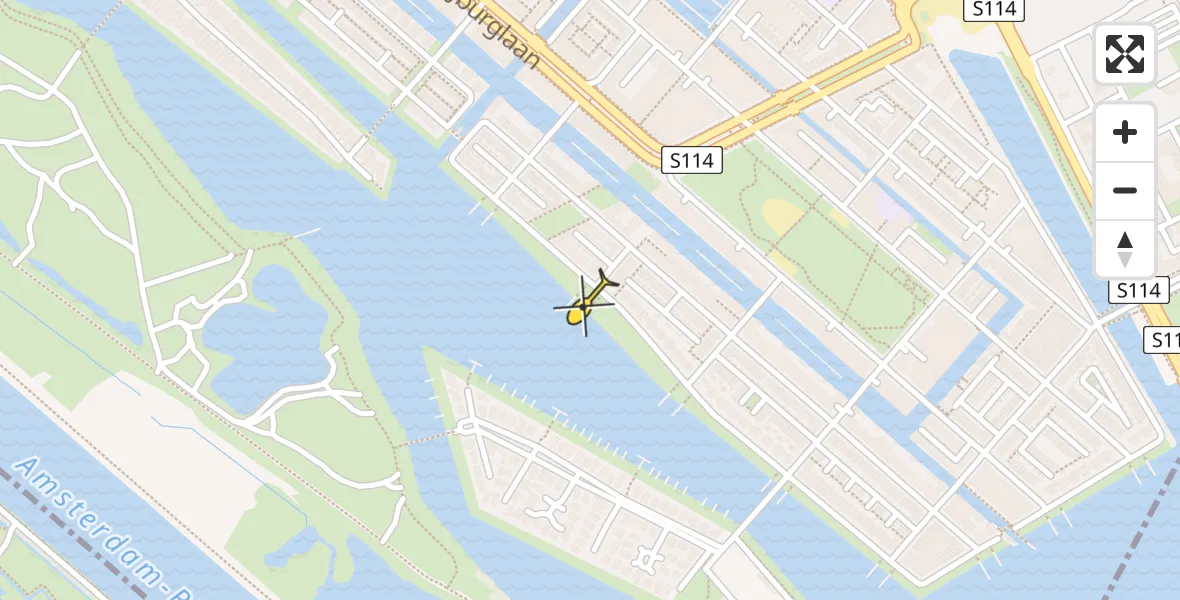 Routekaart van de vlucht: Lifeliner 1 naar Amsterdam