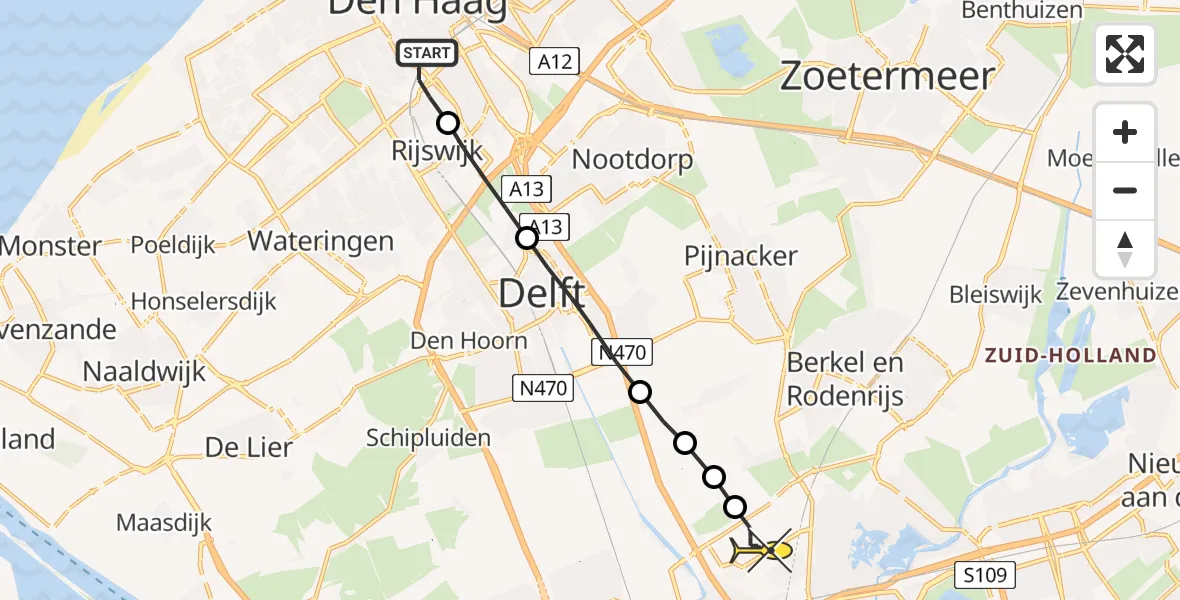 Routekaart van de vlucht: Lifeliner 2 naar Rotterdam The Hague Airport