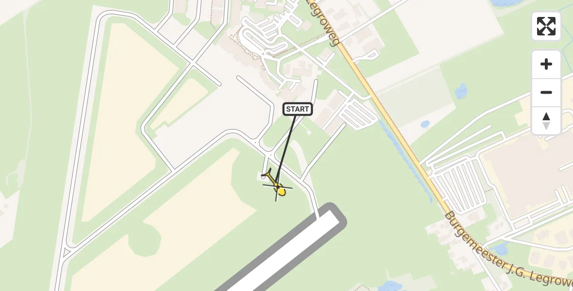Routekaart van de vlucht: Traumahelikopter naar Groningen Airport Eelde
