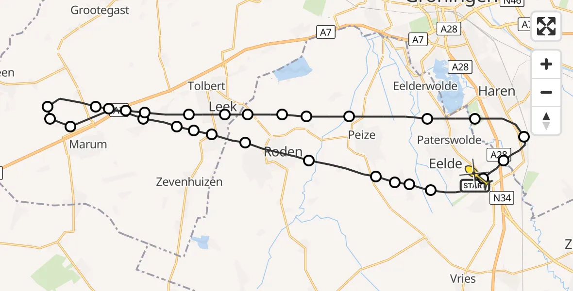 Routekaart van de vlucht: Lifeliner 4 naar Groningen Airport Eelde