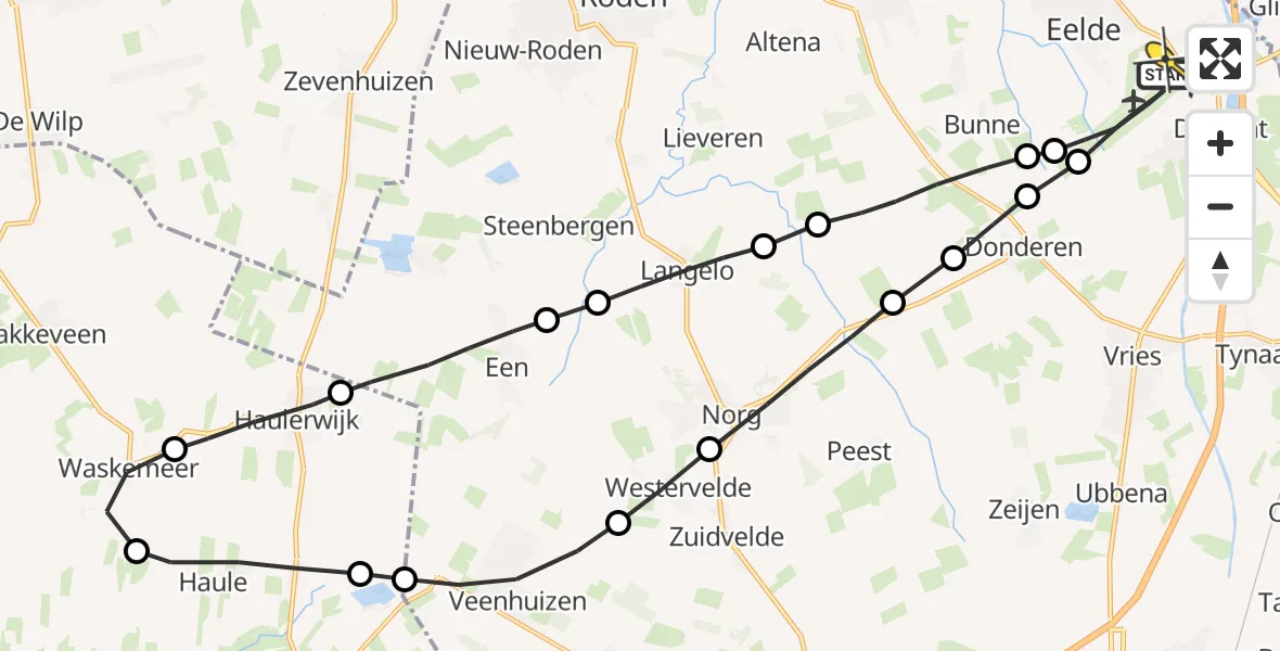 Routekaart van de vlucht: Lifeliner 4 naar Groningen Airport Eelde