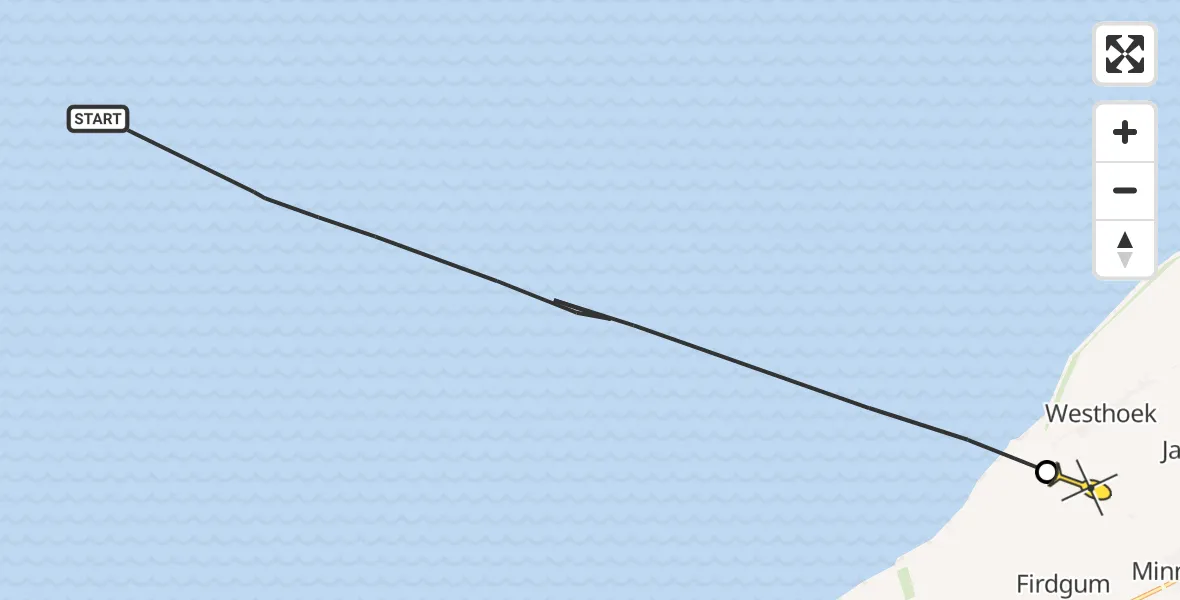 Routekaart van de vlucht: Ambulancehelikopter naar St.-Jacobiparochie