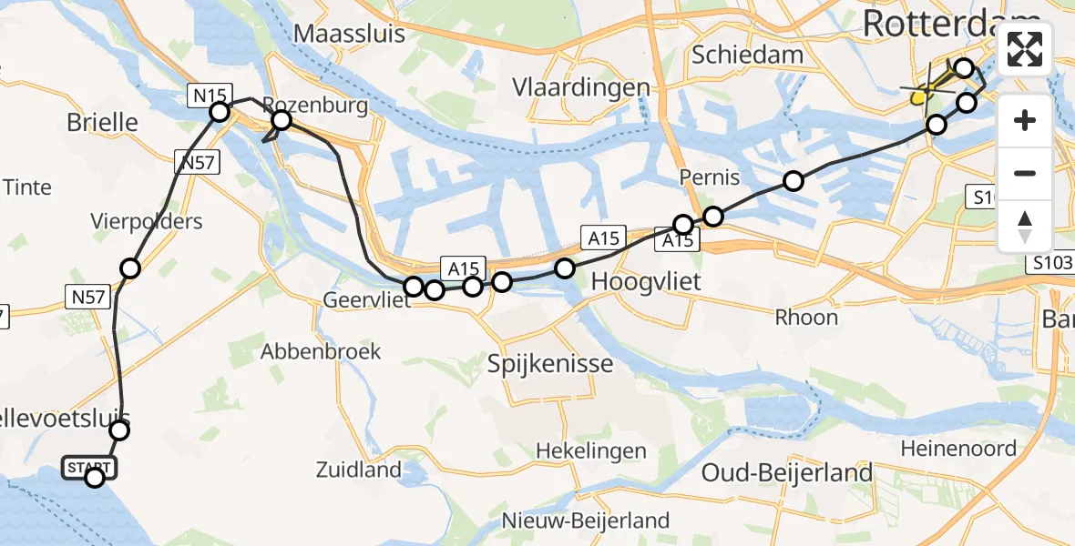 Routekaart van de vlucht: Lifeliner 2 naar Erasmus MC