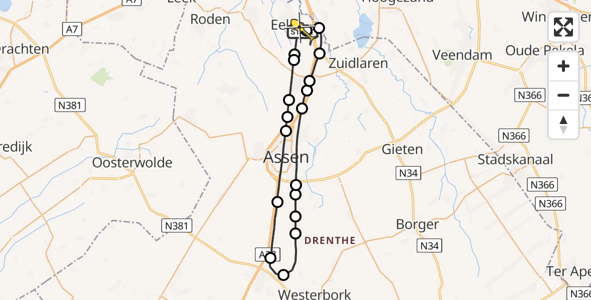 Routekaart van de vlucht: Lifeliner 4 naar Groningen Airport Eelde