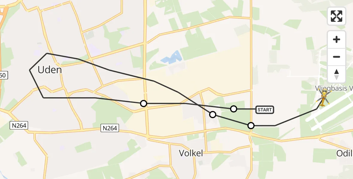 Vluchtroute Traumahelikopter Vliegbasis Volkel - Vliegbasis Volkel, 26 oktober 2022, 06:58