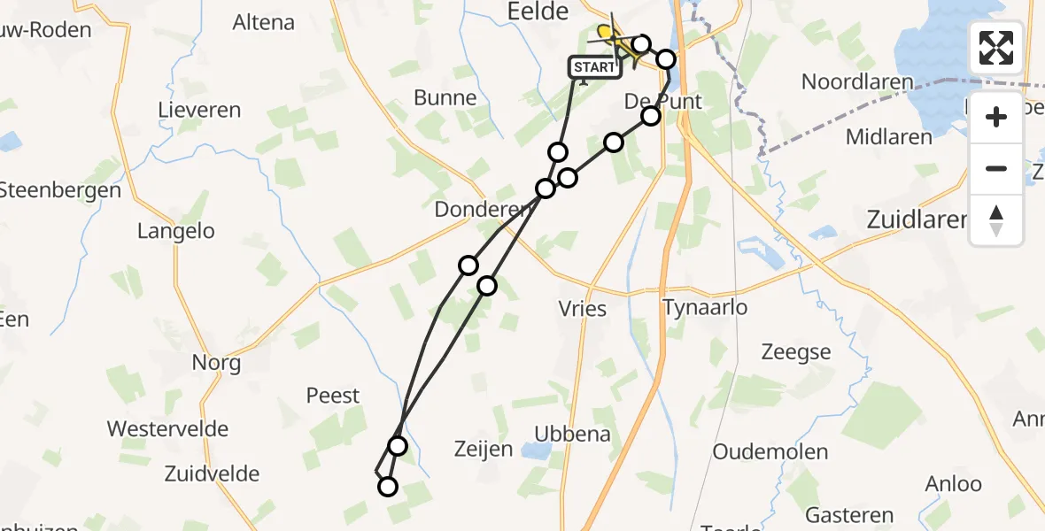 Routekaart van de vlucht: Lifeliner 4 naar Groningen Airport Eelde