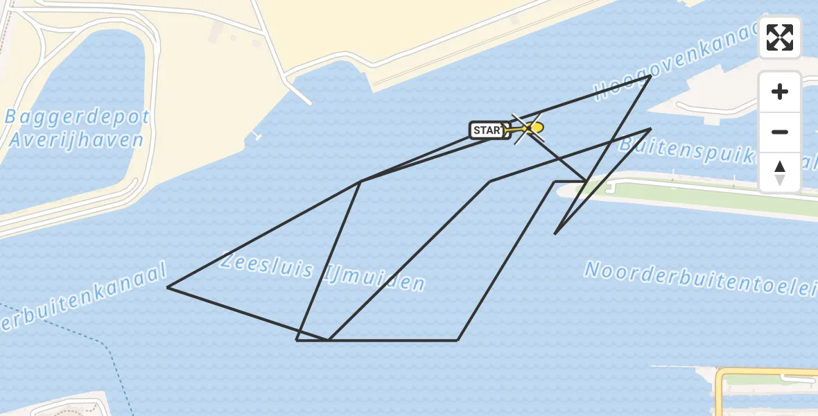 Routekaart van de vlucht: Politieheli naar IJmuiden Heliport