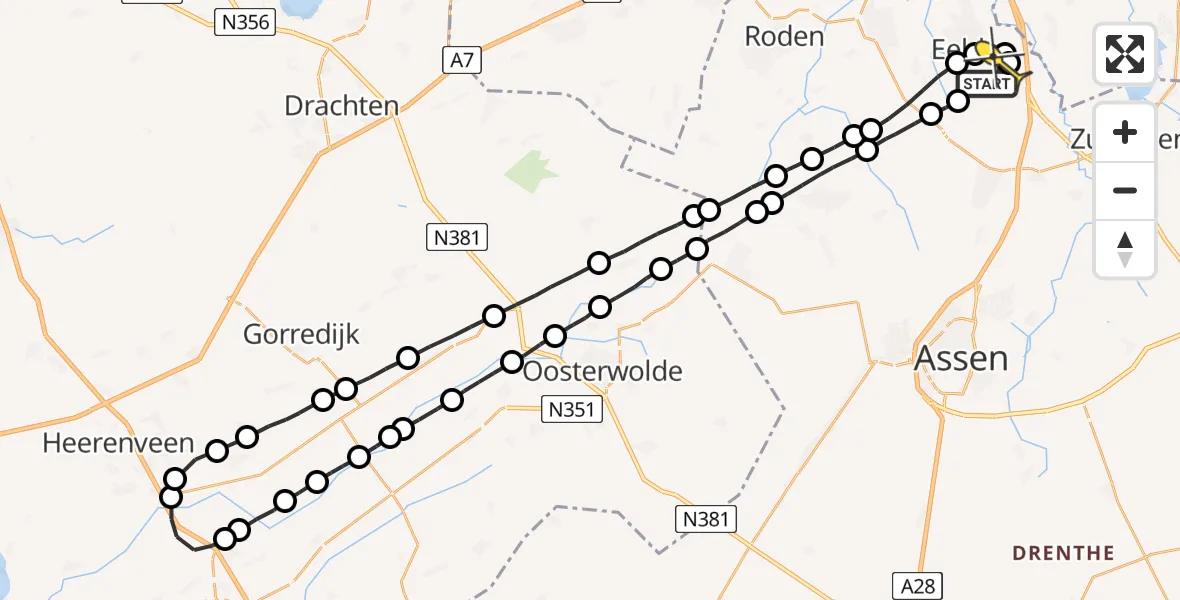 Routekaart van de vlucht: Lifeliner 4 naar Groningen Airport Eelde