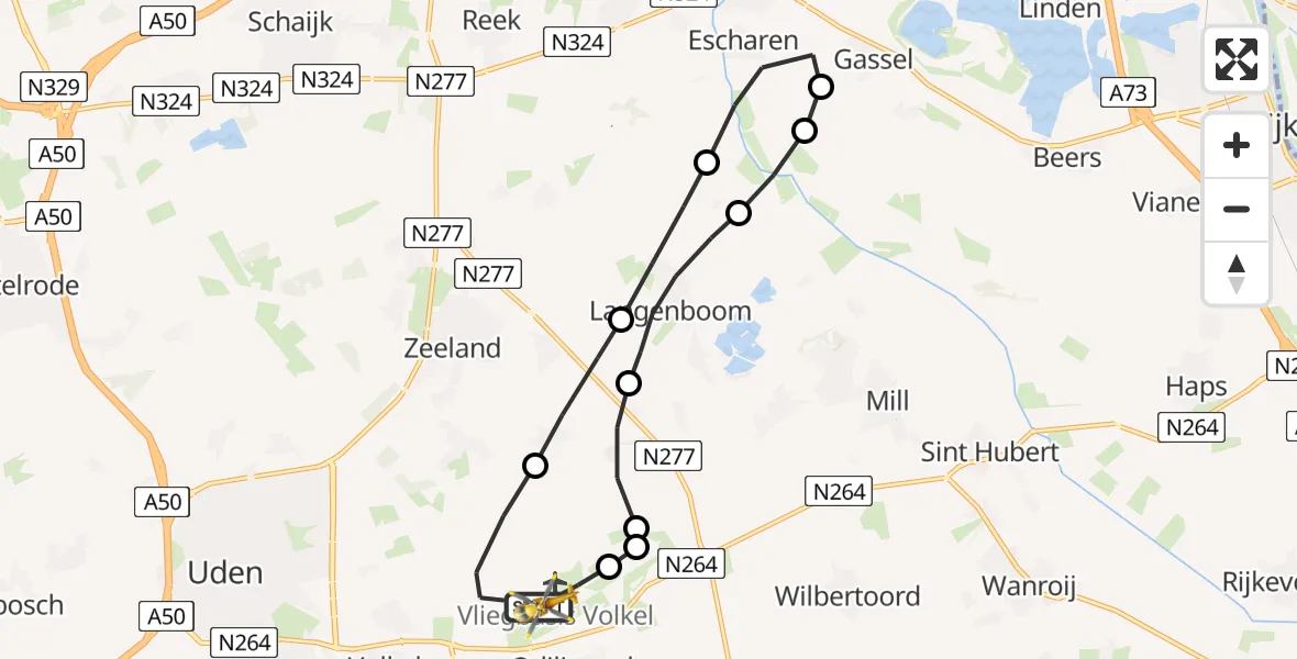 Vluchtroute Traumahelikopter Vliegbasis Volkel - Vliegbasis Volkel, 26 oktober 2022, 09:27