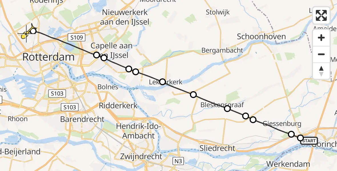 Routekaart van de vlucht: Lifeliner 2 naar Rotterdam The Hague Airport