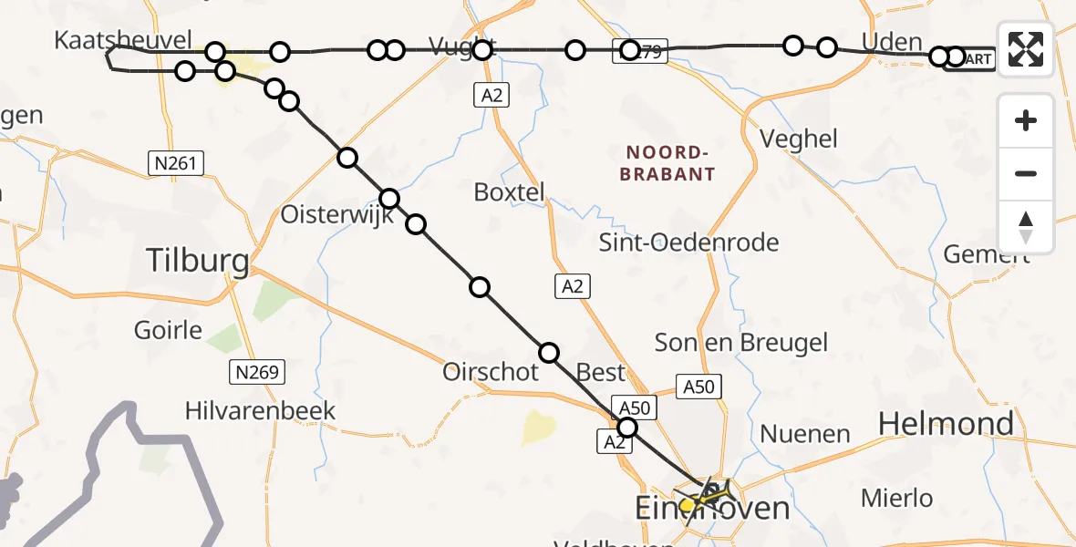 Routekaart van de vlucht: Lifeliner 3 naar Eindhoven