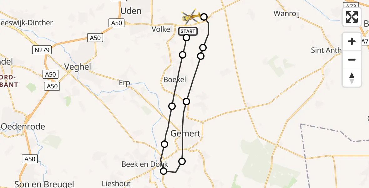 Vluchtroute Traumahelikopter Vliegbasis Volkel - Vliegbasis Volkel, 26 oktober 2022, 16:19