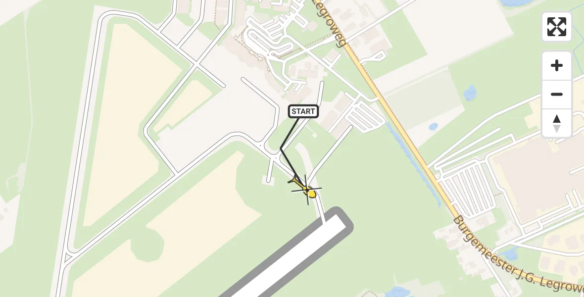 Routekaart van de vlucht: Traumahelikopter naar Groningen Airport Eelde