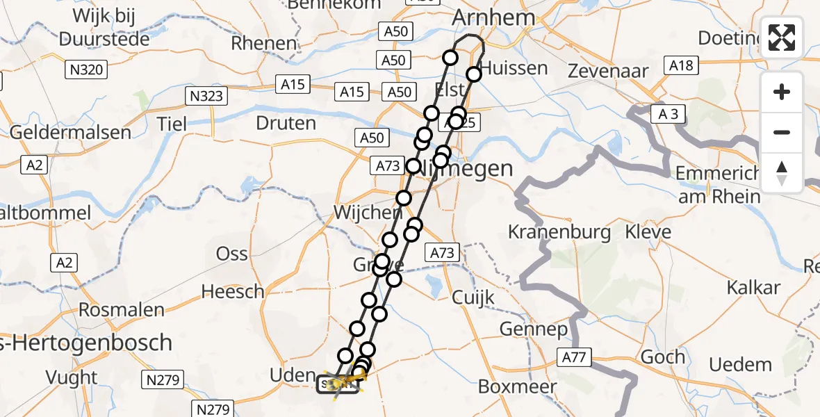 Vluchtroute Traumahelikopter Vliegbasis Volkel - Vliegbasis Volkel, 26 oktober 2022, 17:52