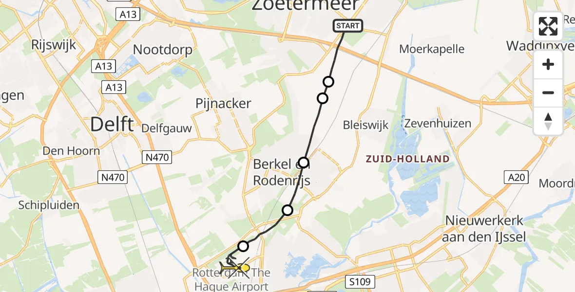 Routekaart van de vlucht: Lifeliner 2 naar Rotterdam The Hague Airport