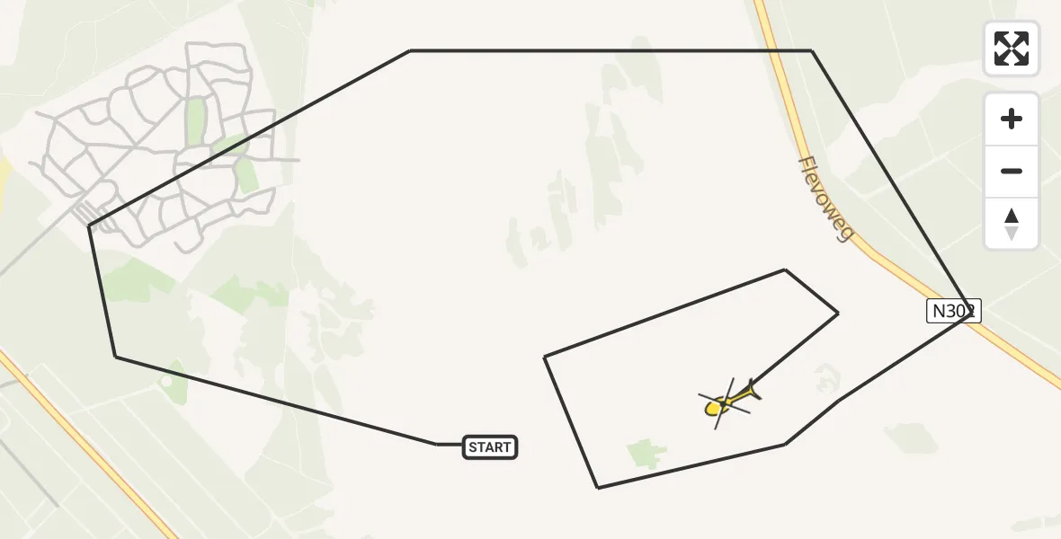 Routekaart van de vlucht: Politieheli naar Ermelo