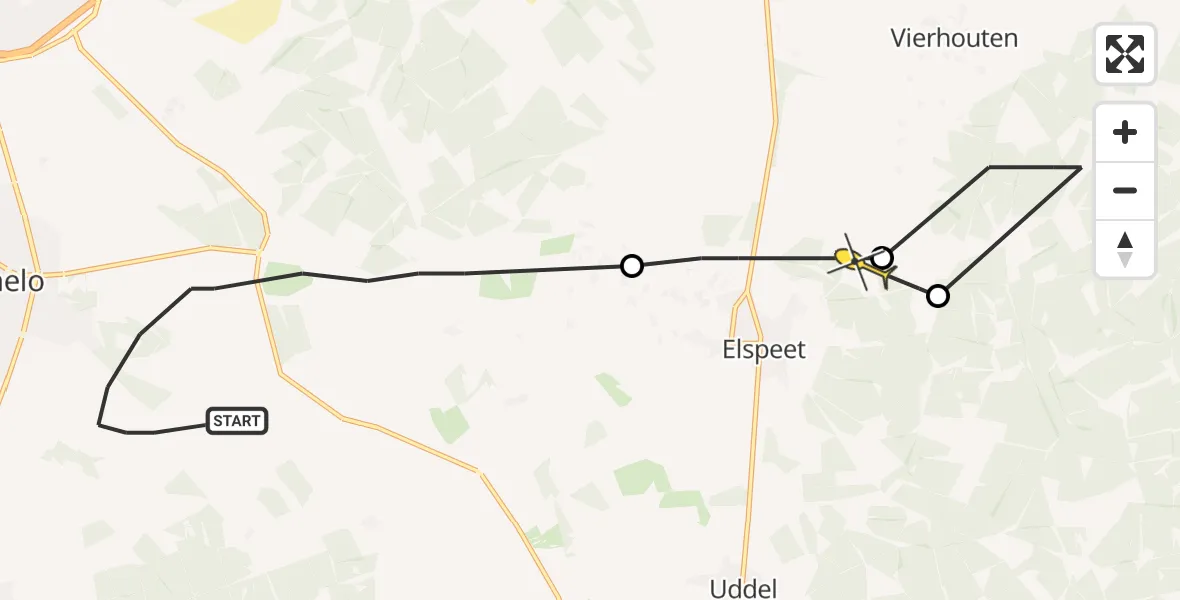 Routekaart van de vlucht: Politiehelikopter naar Elspeet
