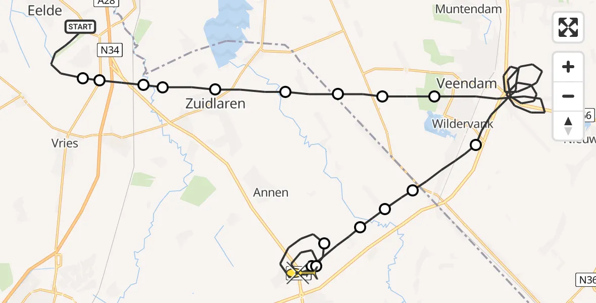 Routekaart van de vlucht: Lifeliner 4 naar Eext