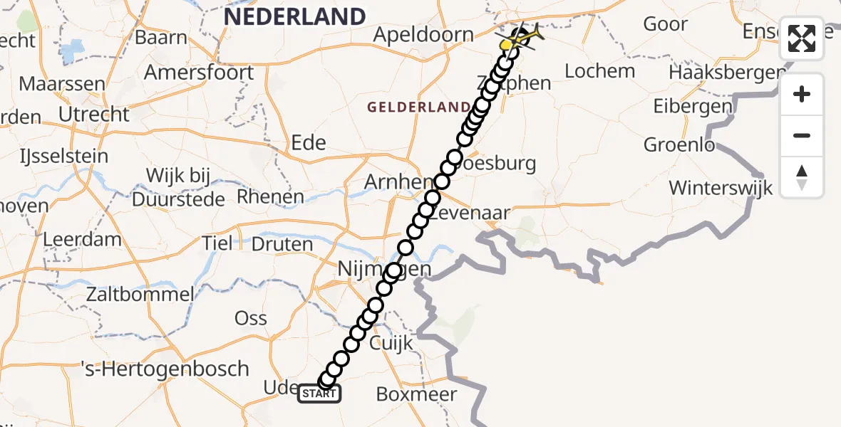 Routekaart van de vlucht: Lifeliner 3 naar Gorssel