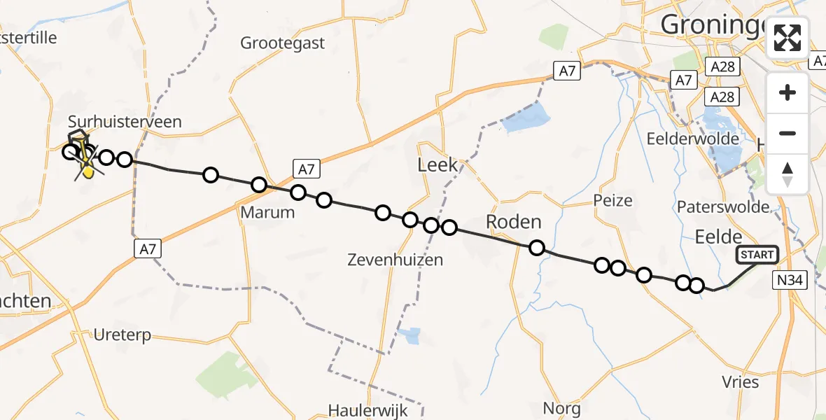 Routekaart van de vlucht: Lifeliner 4 naar Boelenslaan