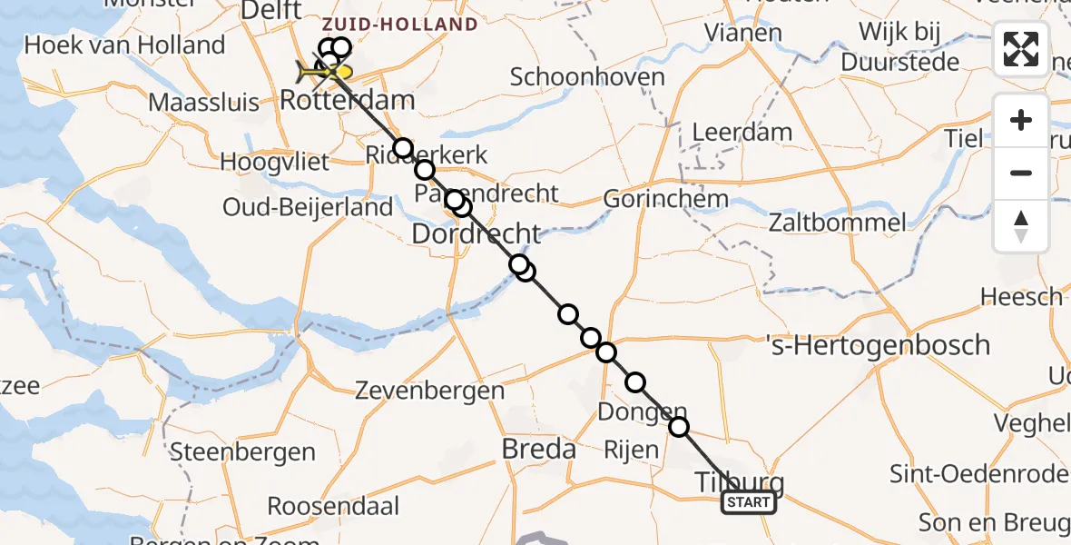 Routekaart van de vlucht: Lifeliner 2 naar Rotterdam The Hague Airport