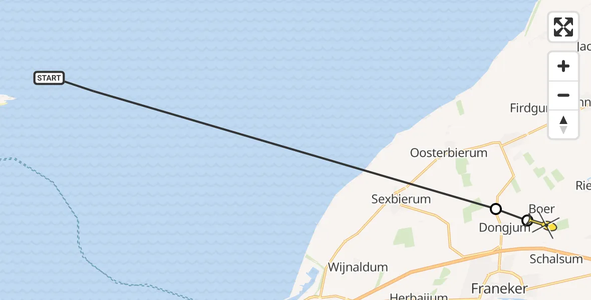 Routekaart van de vlucht: Ambulancehelikopter naar Boer