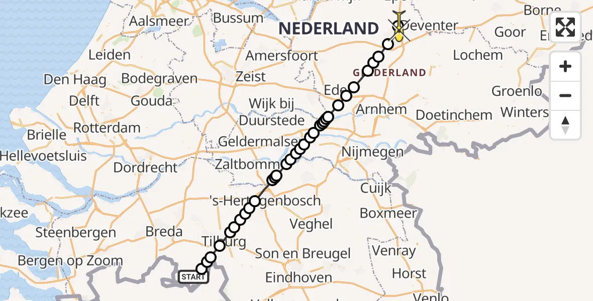 Routekaart van de vlucht: Lifeliner 3 naar Beemte Broekland