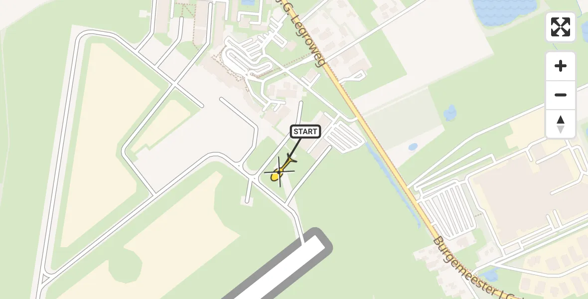 Routekaart van de vlucht: Traumahelikopter naar Groningen Airport Eelde