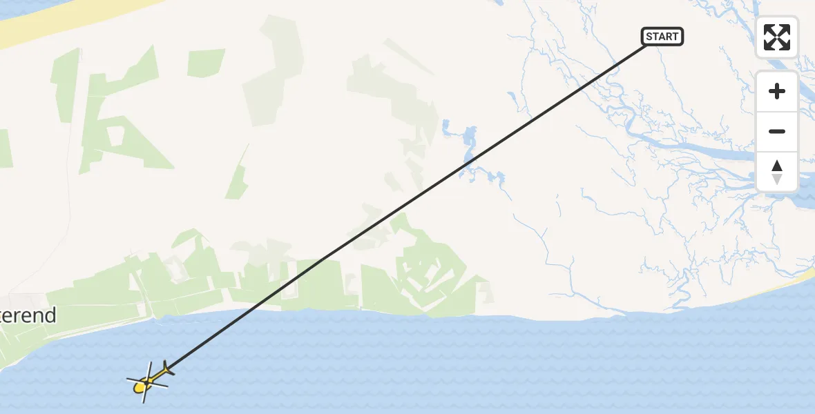 Routekaart van de vlucht: Ambulancehelikopter naar Oosterend