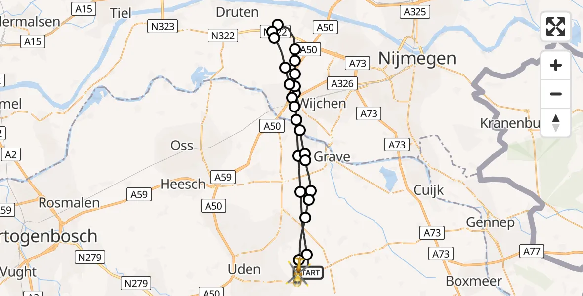 Vluchtroute Traumahelikopter Vliegbasis Volkel - Vliegbasis Volkel, 27 oktober 2022, 13:24