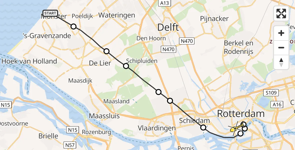 Routekaart van de vlucht: Lifeliner 2 naar Erasmus MC