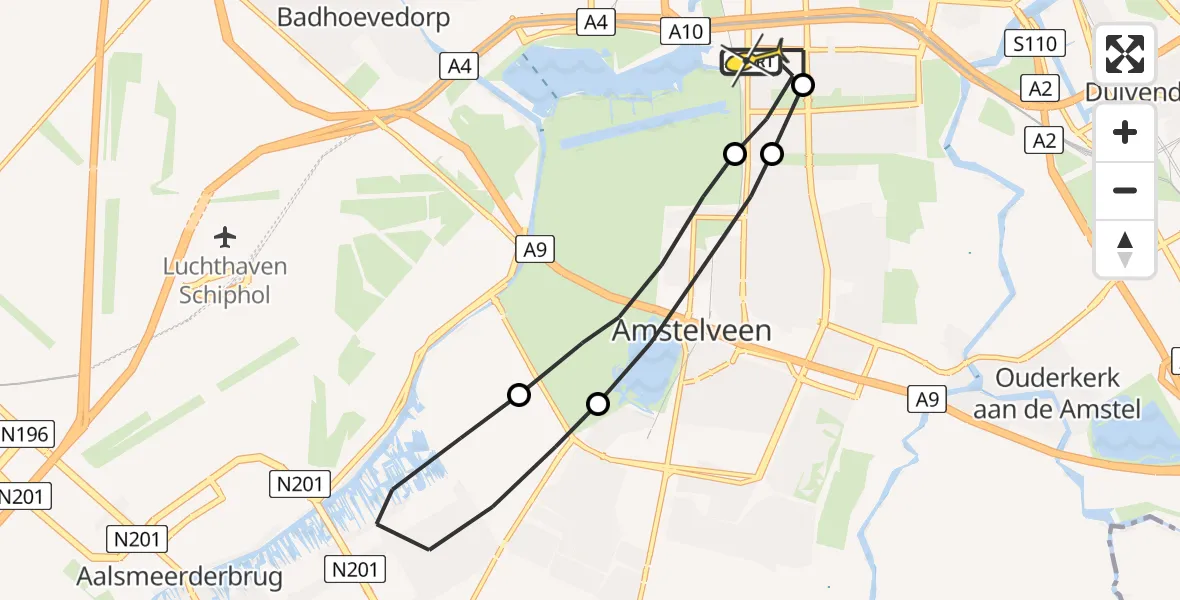 Routekaart van de vlucht: Lifeliner 1 naar VU Medisch Centrum Amsterdam