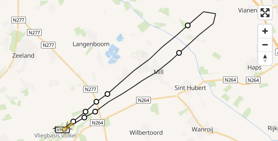 Vluchtroute Traumahelikopter Vliegbasis Volkel - Vliegbasis Volkel, 27 oktober 2022, 14:44