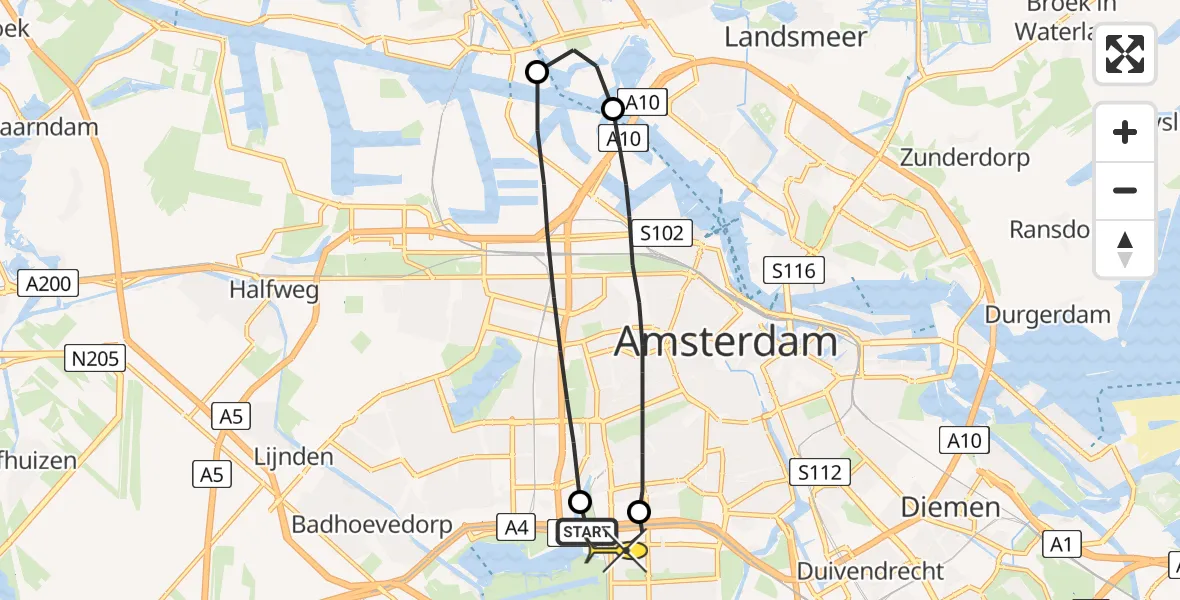 Routekaart van de vlucht: Lifeliner 1 naar VU Medisch Centrum Amsterdam