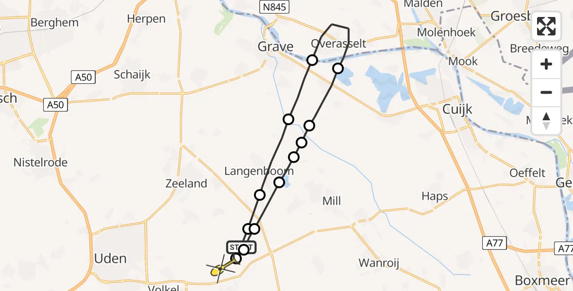 Routekaart van de vlucht: Lifeliner 3 naar Vliegbasis Volkel