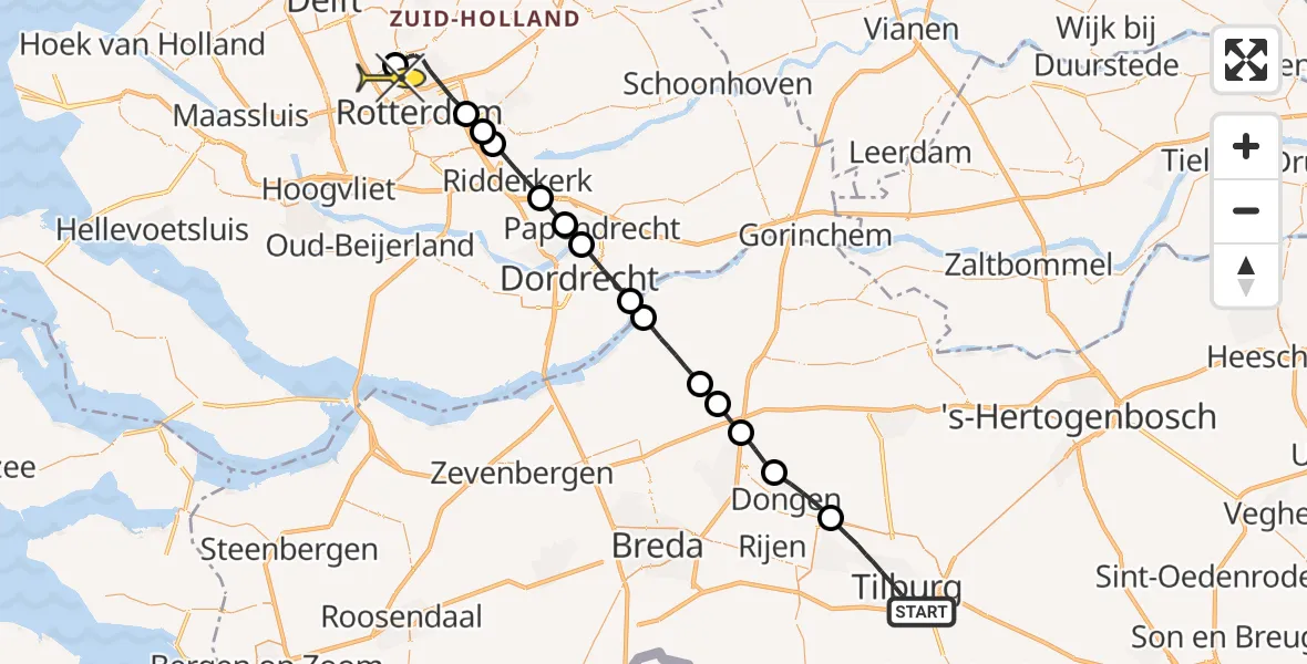 Routekaart van de vlucht: Lifeliner 2 naar Rotterdam The Hague Airport