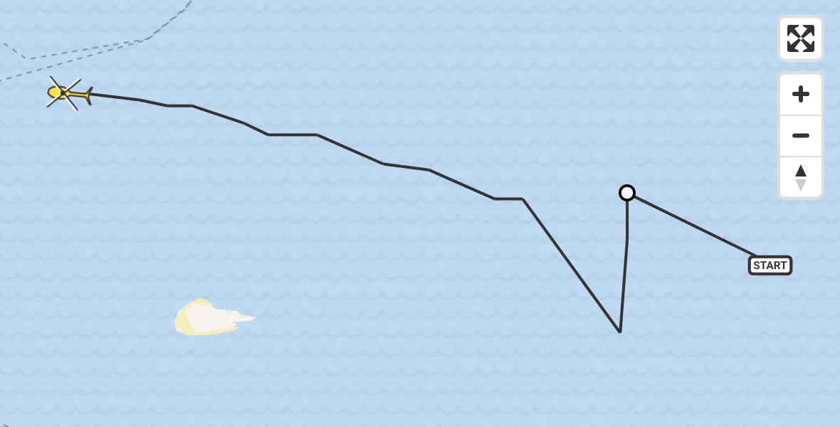 Routekaart van de vlucht: Ambulanceheli naar West-Terschelling