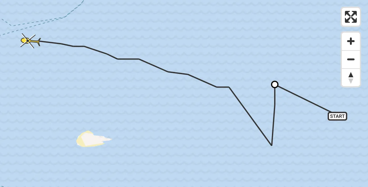 Routekaart van de vlucht: Ambulancehelikopter naar West-Terschelling