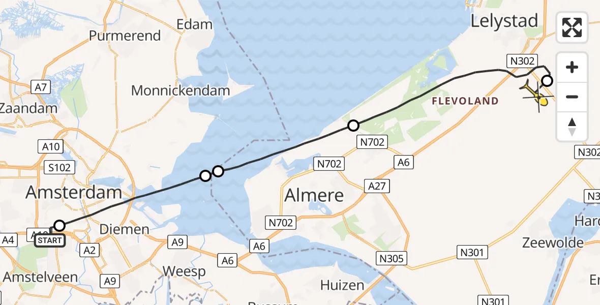 Routekaart van de vlucht: Lifeliner 1 naar Lelystad Airport