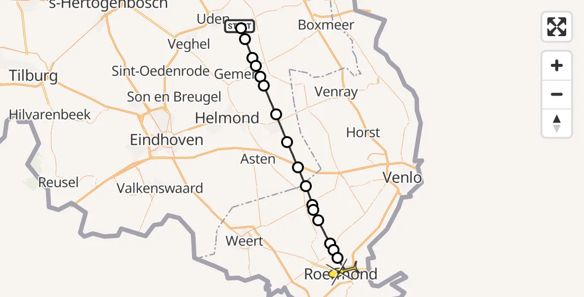 Routekaart van de vlucht: Lifeliner 3 naar Roermond