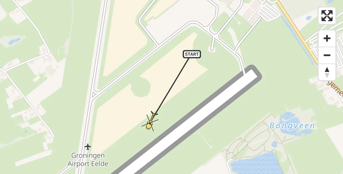 Routekaart van de vlucht: Traumahelikopter naar Groningen Airport Eelde