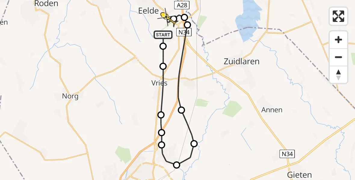 Routekaart van de vlucht: Lifeliner 4 naar Groningen Airport Eelde