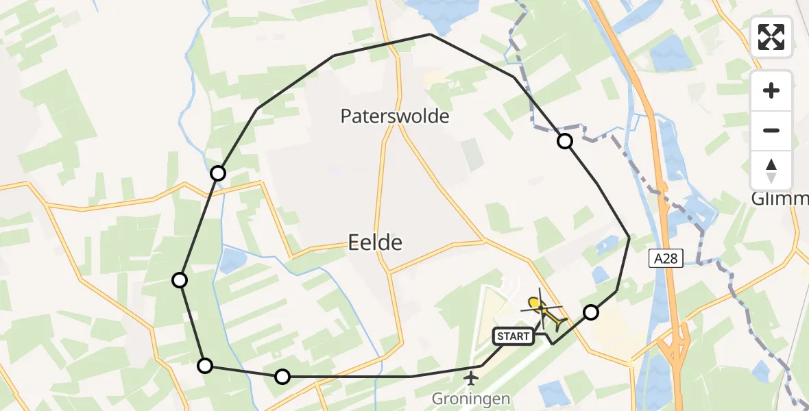 Routekaart van de vlucht: Lifeliner 4 naar Groningen Airport Eelde