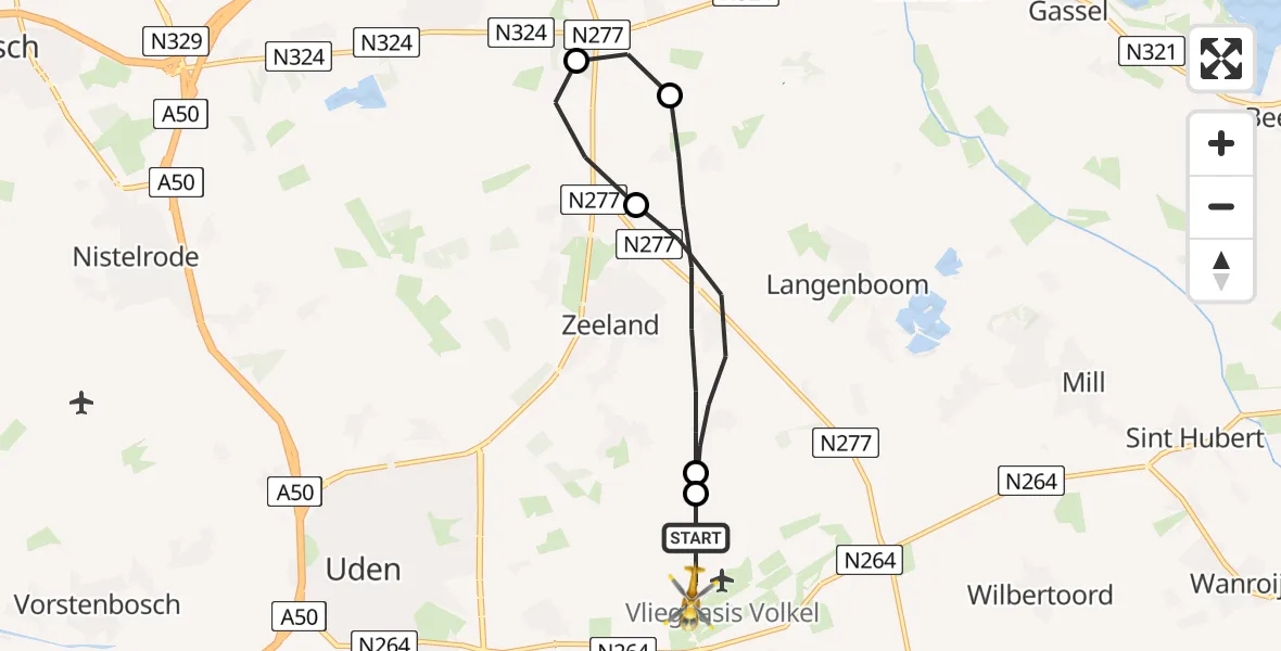 Vluchtroute Traumahelikopter Vliegbasis Volkel - Vliegbasis Volkel, 28 oktober 2022, 17:35
